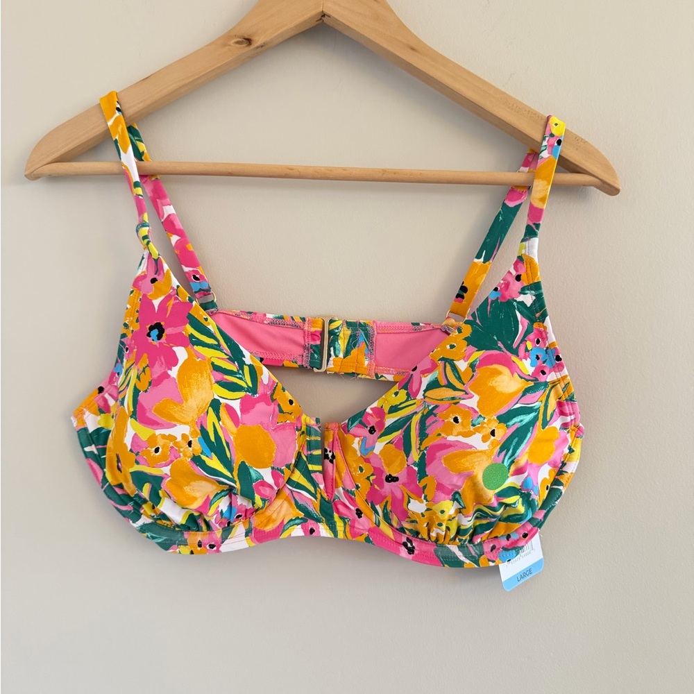 Anne Cole Large Ltd Edition Floral Swimsuit V-Wire Top Convertible Bottom 2PC - Picture 2 of 10
